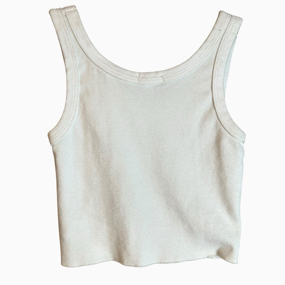 Y2K Santa Cruz, CA Women's Ribbed Cropped Baby Tank Top XS Tribal West coast - Picture 2 of 5